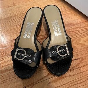 Ferragamo wedge sandal. WORN ONCE! Size 6 1/2. 3” heel with 1” platform.